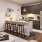 interior rendering of a kitchen with bar stools and appliances